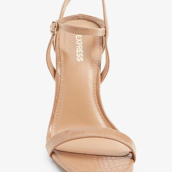 Textured Low Back Heeled Sandals size 9 & 10 express heel shoes prom sandal NWT - Picture 3 of 5